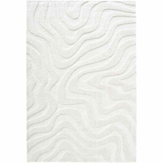 Cleo 13020 6191 Carved Shaggy Textured Rugs in Cream White