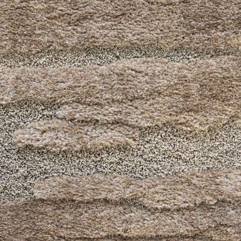 Cleo 13025 7222 Carved Shaggy Textured Rugs in Brown