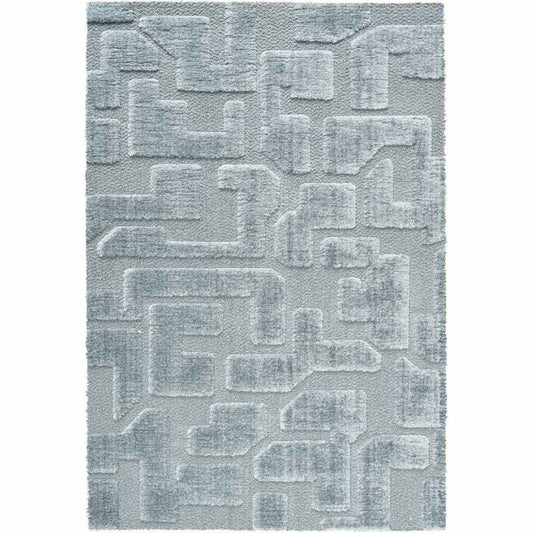 Cleo 13036 5171 Carved Shaggy Textured Rugs in Blue