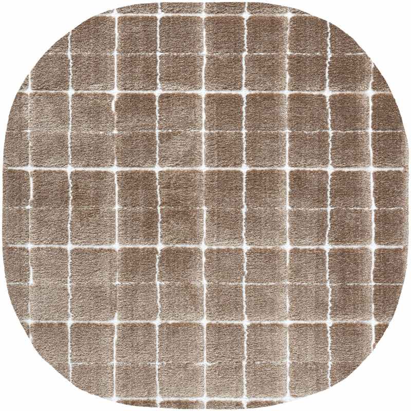 Dune Rounded Rectangle 14003 1262 Shaggy Rug in Brown