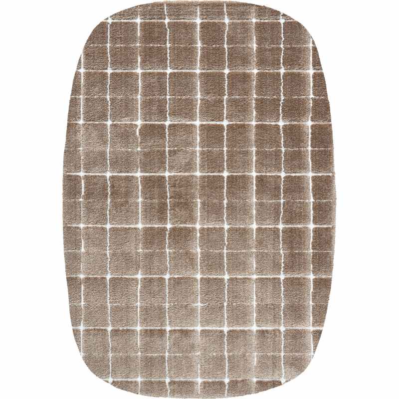 Dune Rounded Rectangle 14003 1262 Shaggy Rug in Brown
