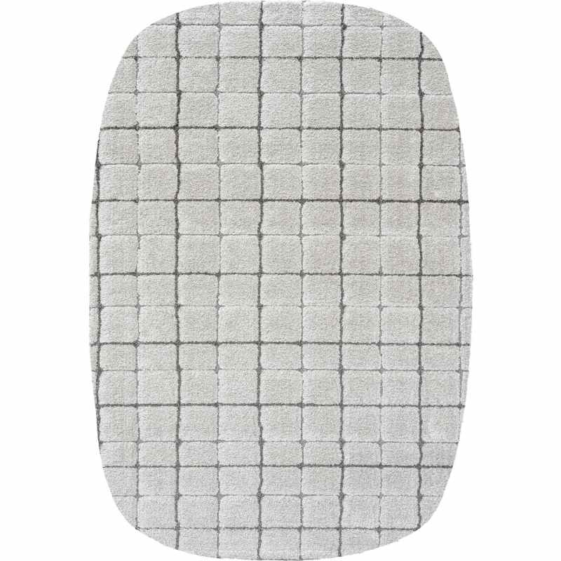 Dune Rounded Rectangle 14003 2181 Shaggy Rug in Grey