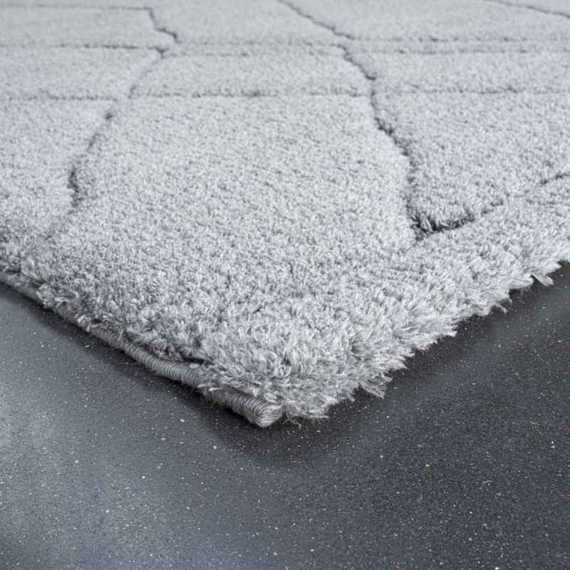 Dune 14005 5181 Carved Textured Shaggy Rug in Grey