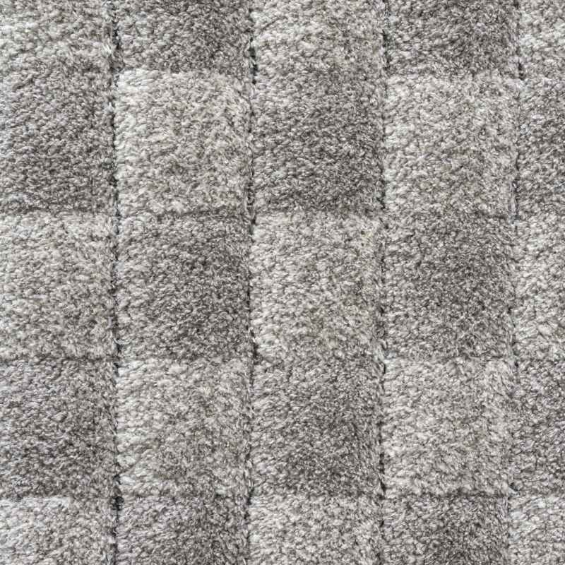 Dune 14010 2161 Carved Checked Shaggy Rug in Grey