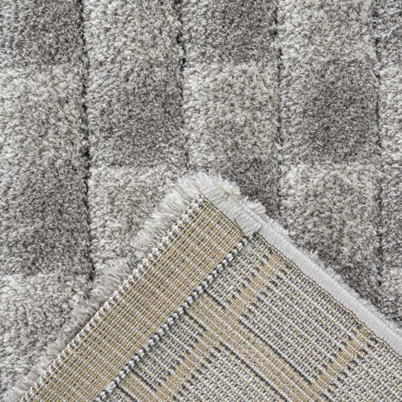 Dune 14010 2161 Carved Checked Shaggy Rug in Grey