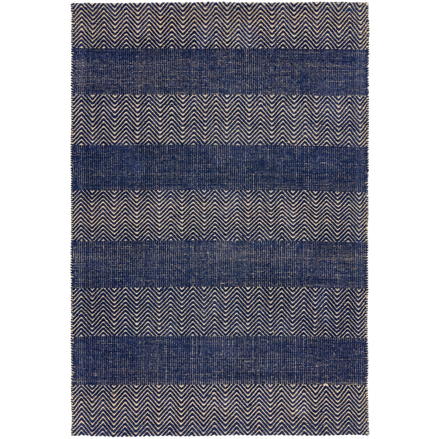 Ives Modern Chevron Striped Rugs in Blue