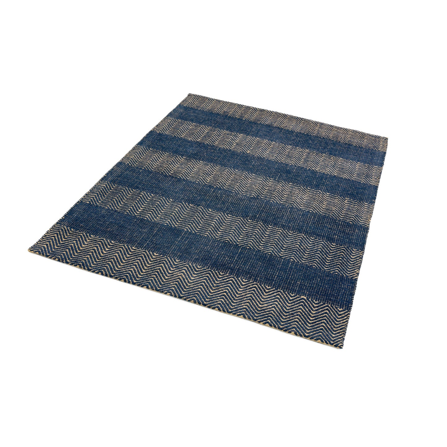 Ives Modern Chevron Striped Rugs in Blue