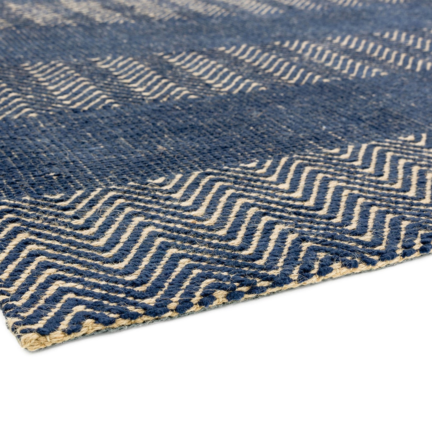 Ives Modern Chevron Striped Rugs in Blue