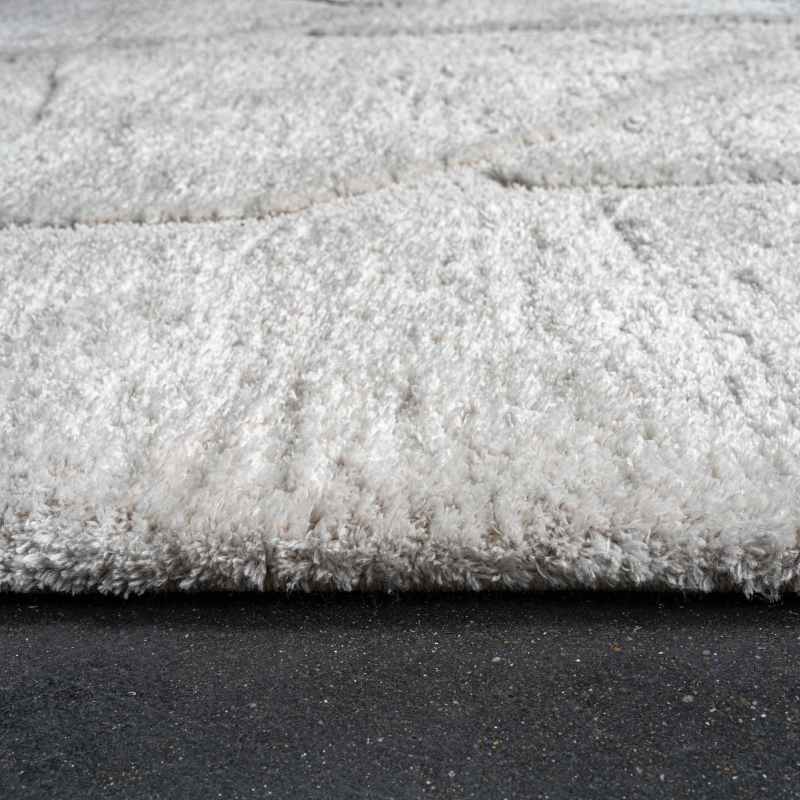 Dune 14067 6191 Carved Textured Shaggy Rug in Cream White