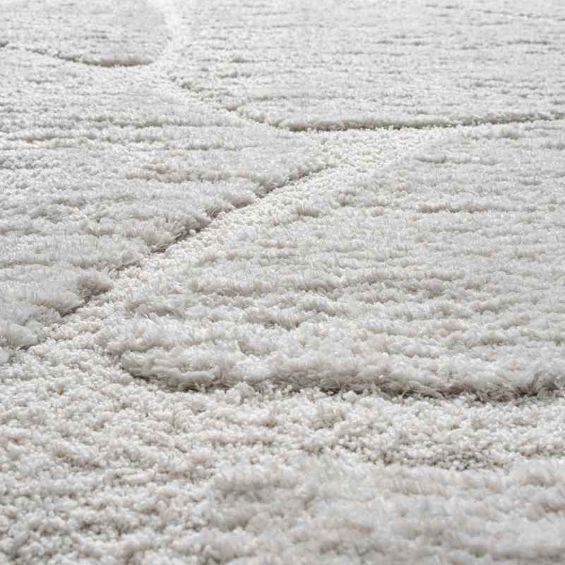 Dune 14067 6191 Carved Textured Shaggy Rug in Cream White