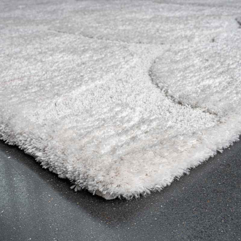 Dune 14067 6191 Carved Textured Shaggy Rug in Cream White