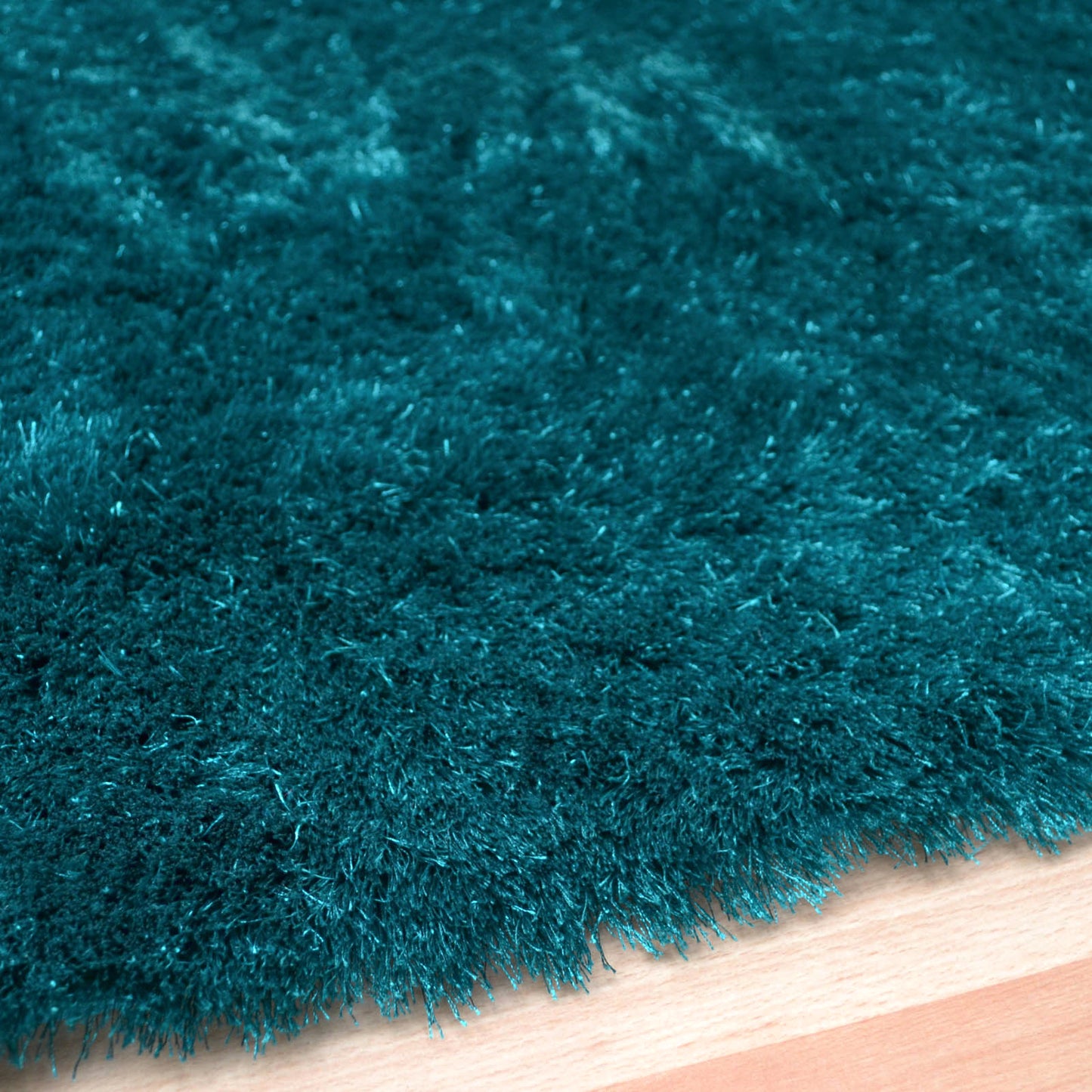 Whisper Shiney Plain Shaggy Rugs in Dark Teal Blue