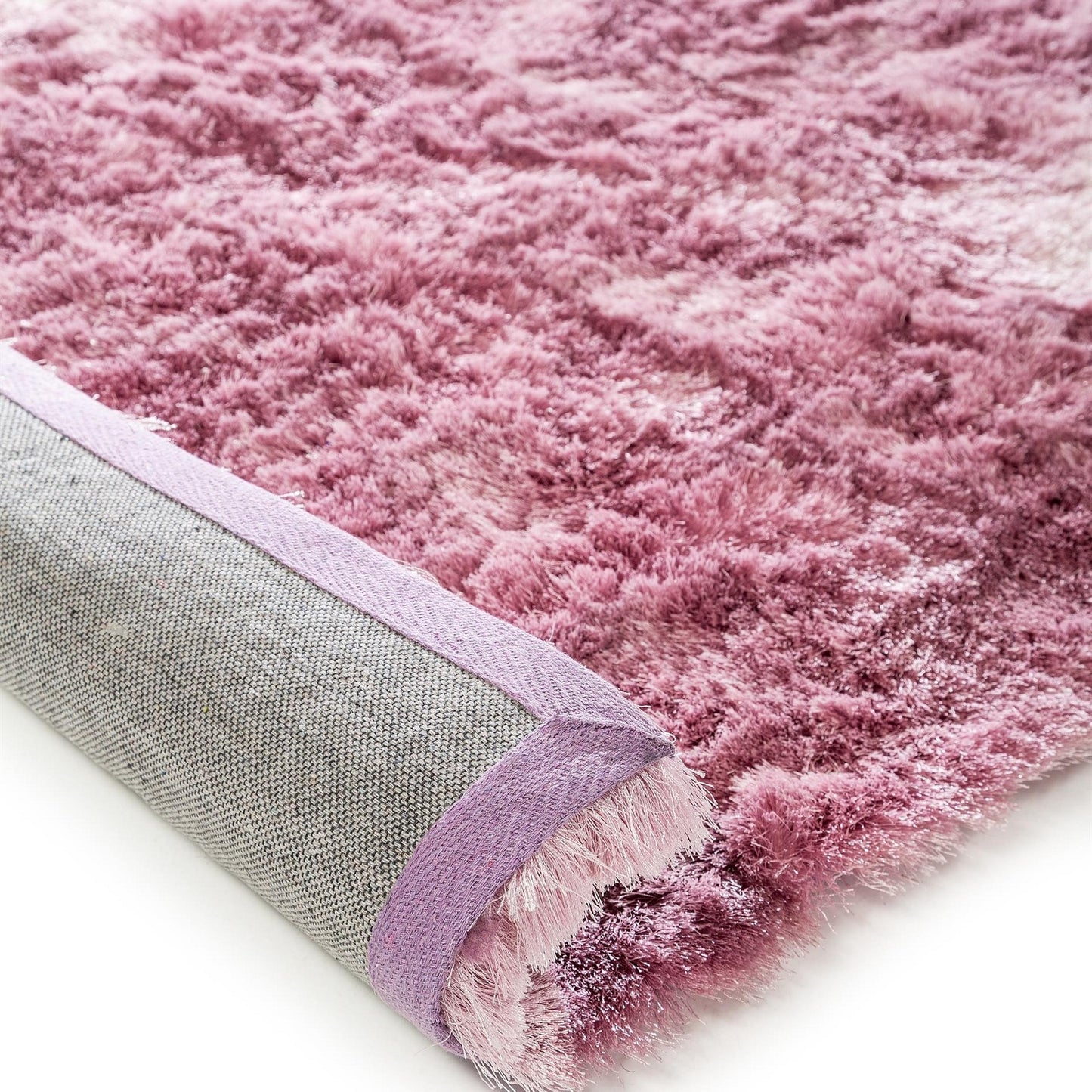 Whisper Shiney Plain Shaggy Rugs in Pink