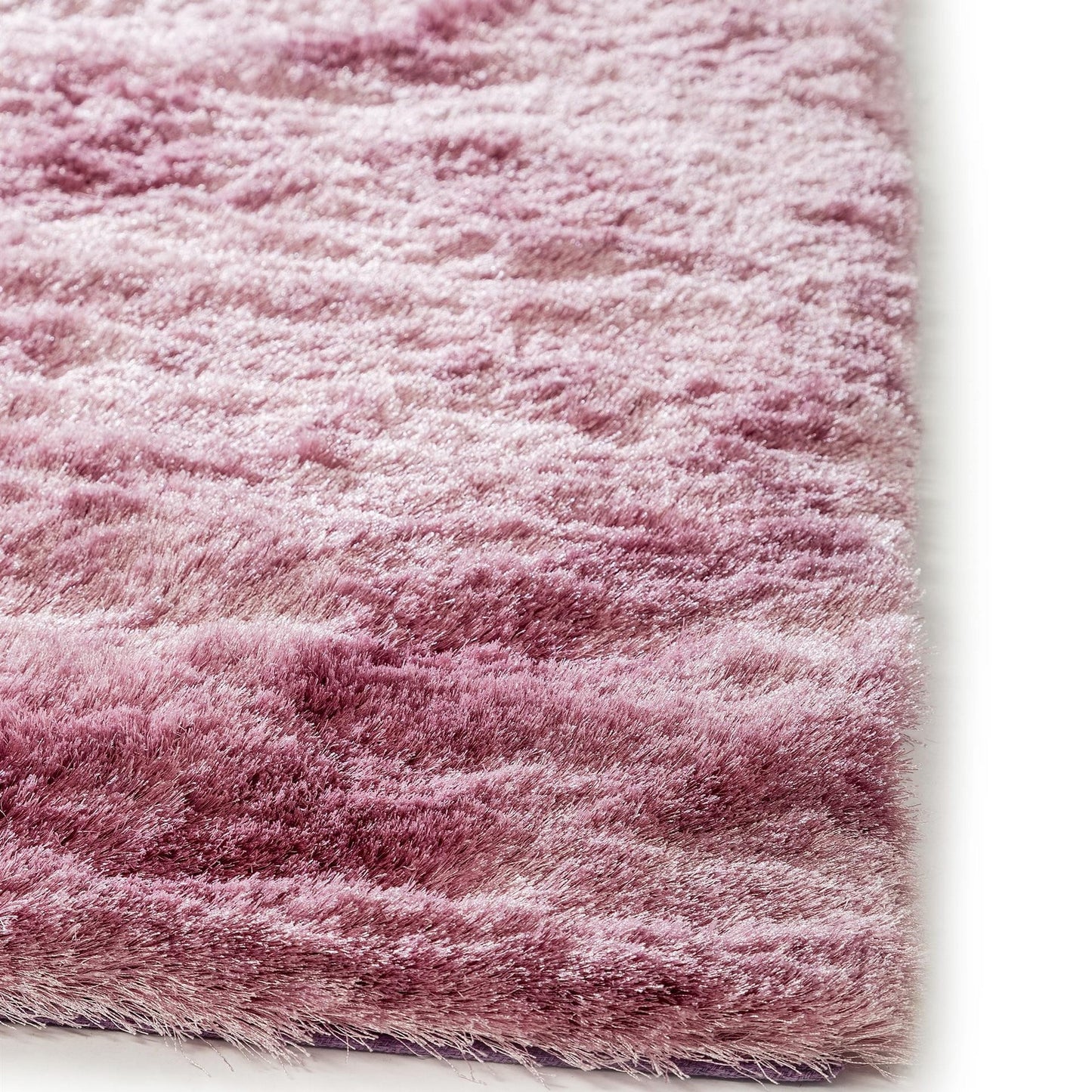 Whisper Shiney Plain Shaggy Rugs in Pink