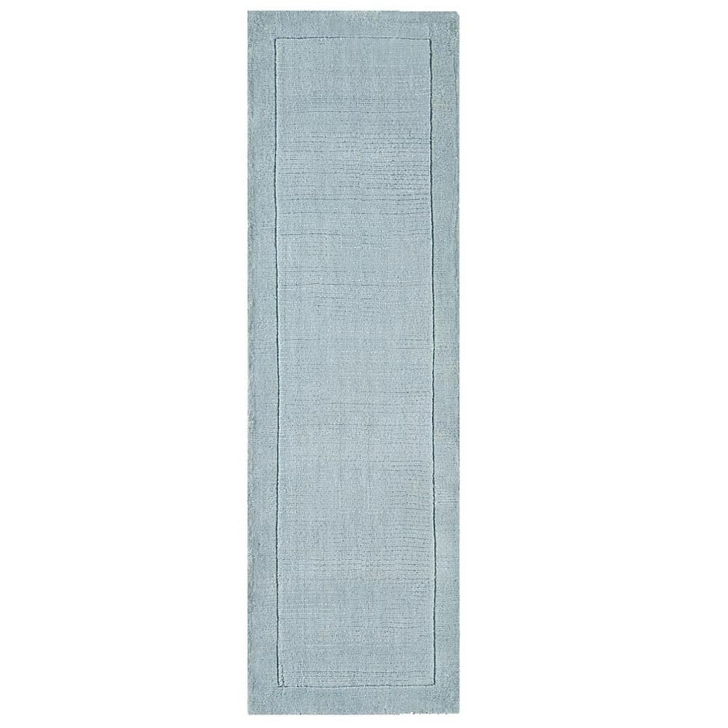 York Plain Wool Hall Runner Rugs in Duck Egg Blue