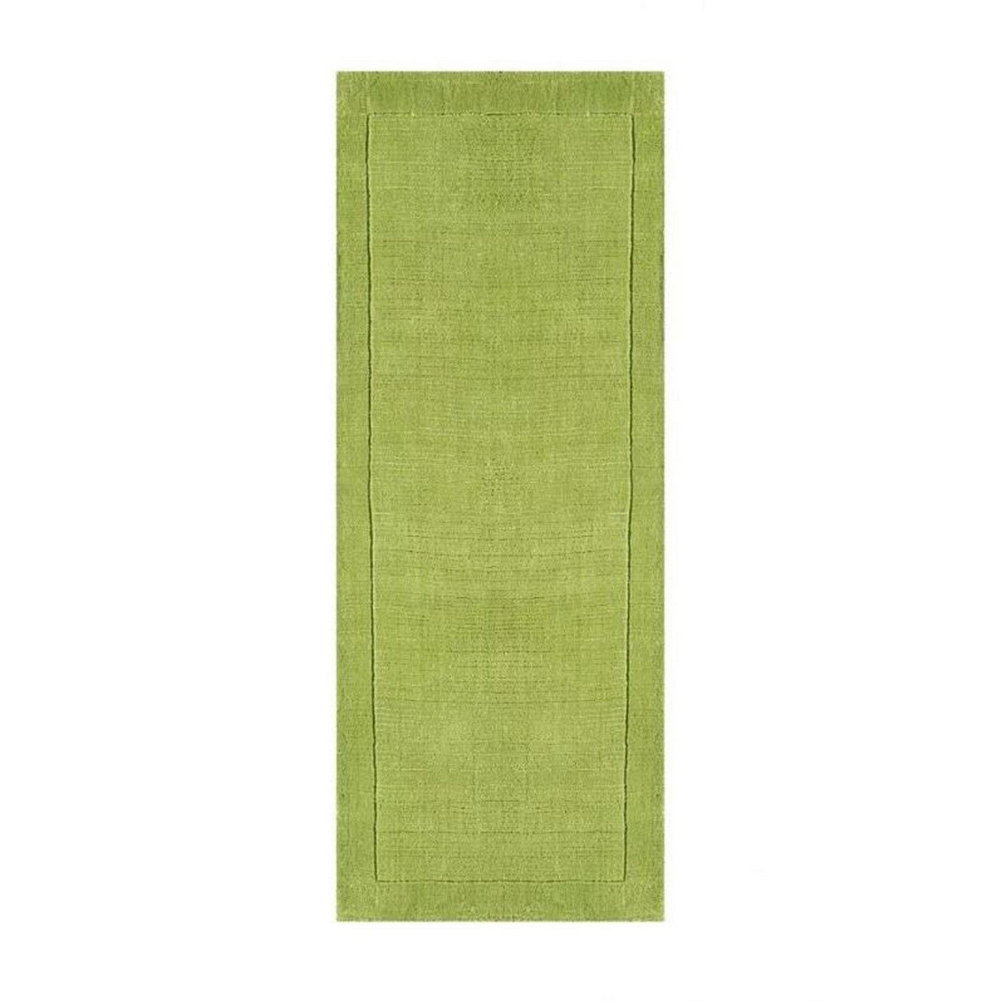 York Plain Wool Hall Runner Rugs in Green