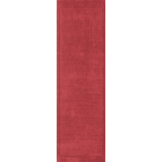 York Plain Wool Hall Runner Rugs in Poppy Red