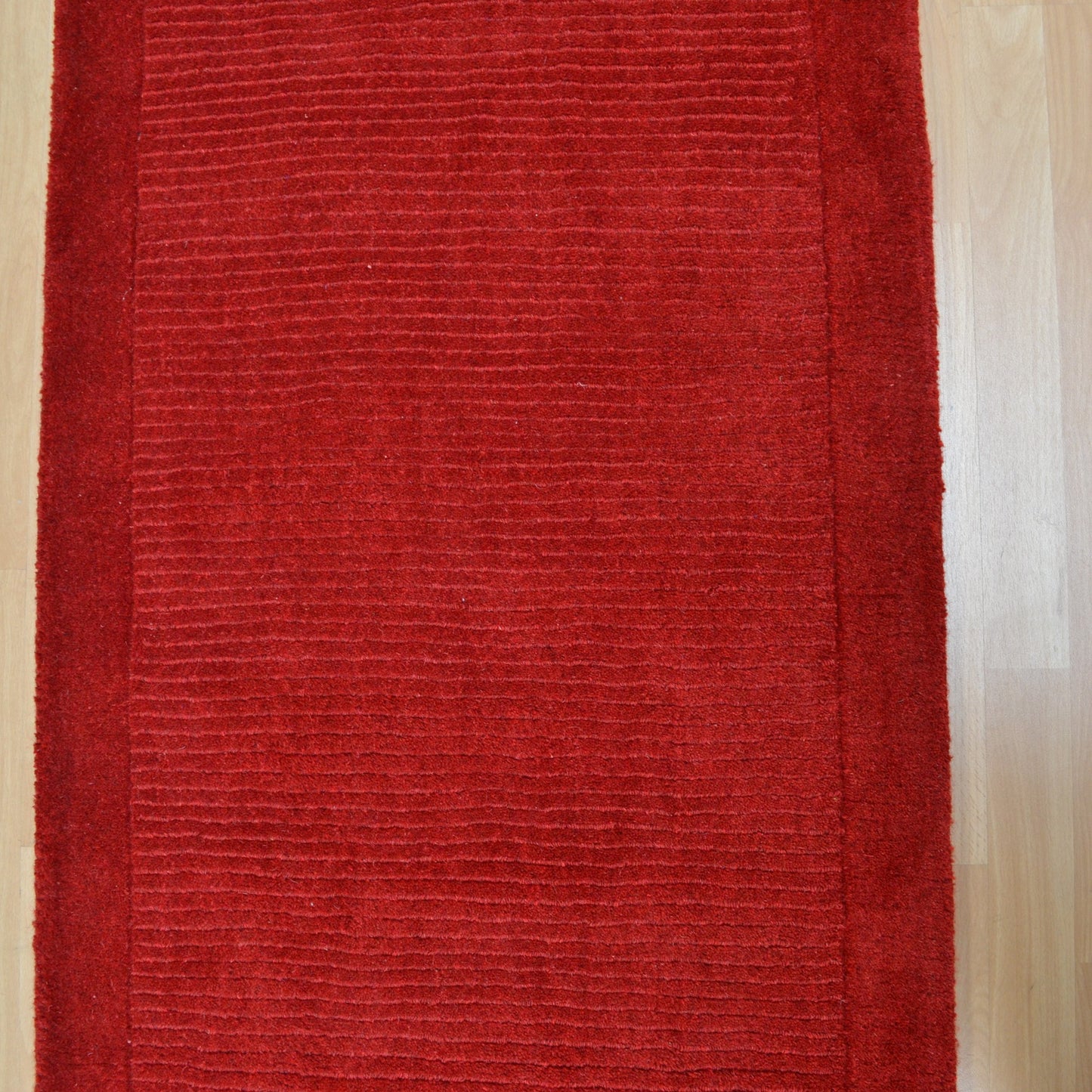 York Plain Wool Hall Runner Rugs in Poppy Red