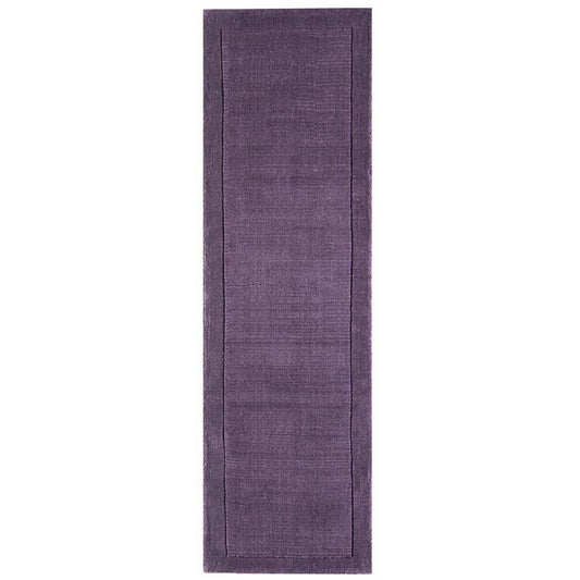 York Plain Wool Hall Runner Rugs in Purple
