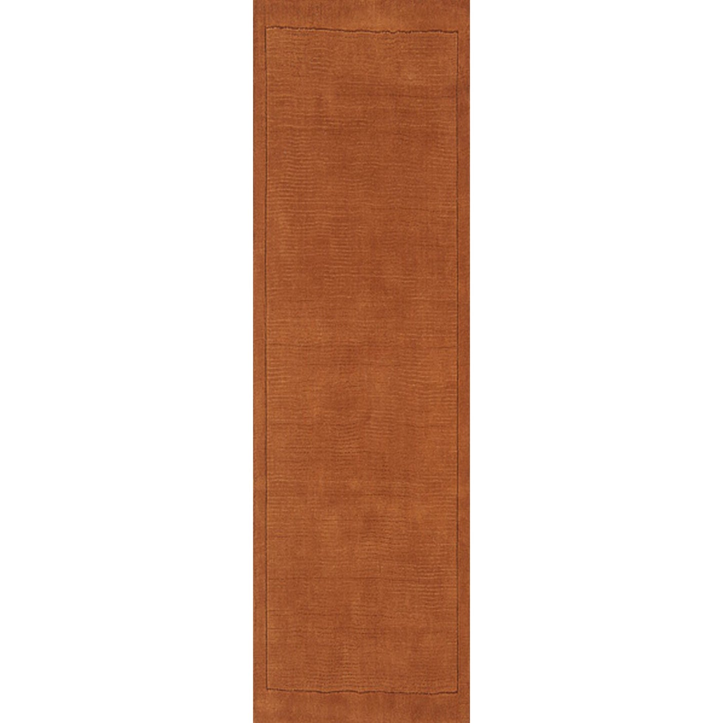 York Plain Wool Hall Runner Rugs in Terracotta Orange