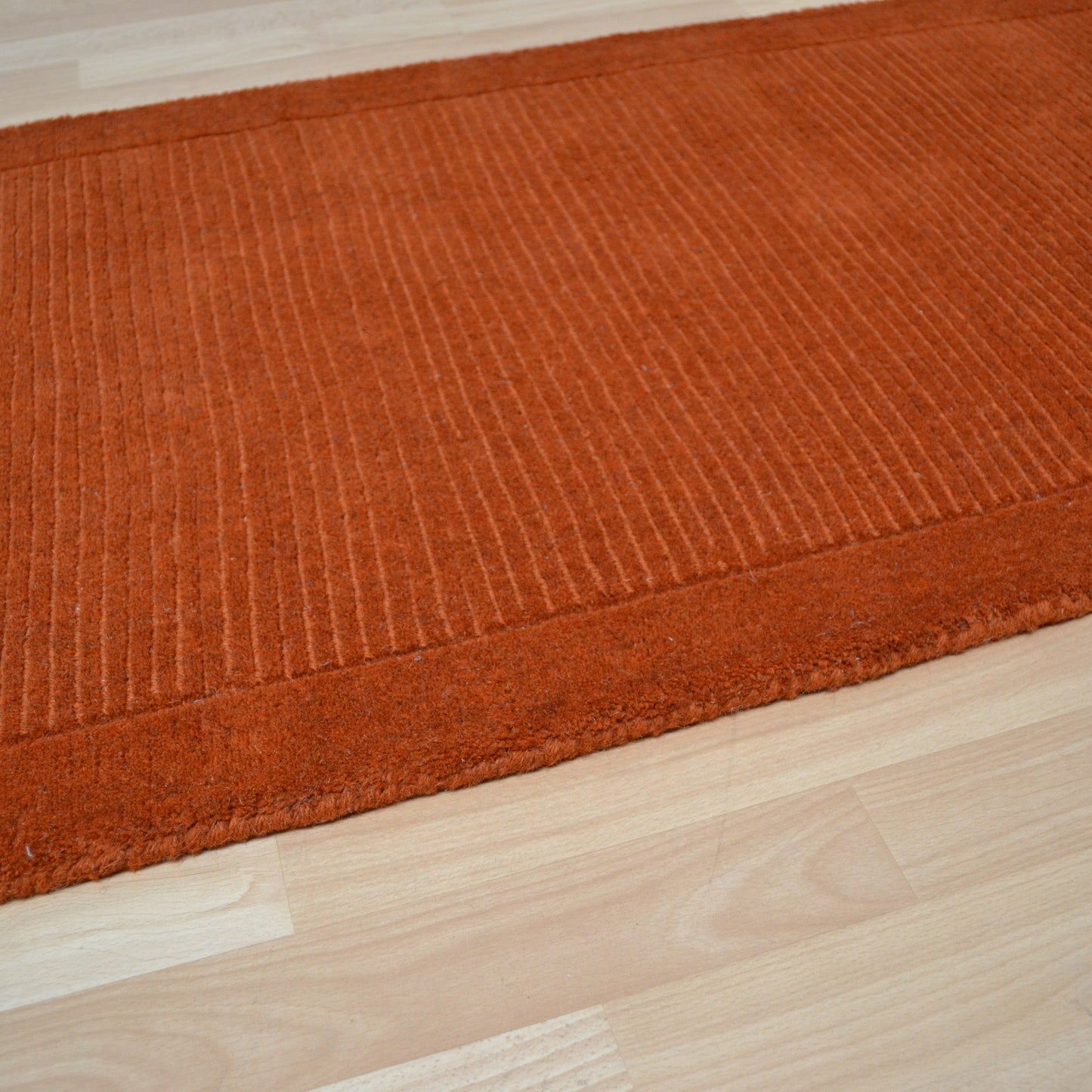 York Plain Wool Hall Runner Rugs in Terracotta Orange