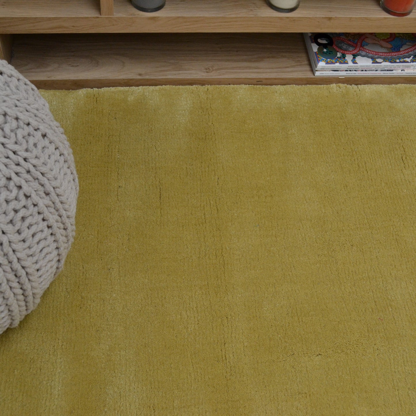 Aran Plain Wool Rugs in Jasmine yellow
