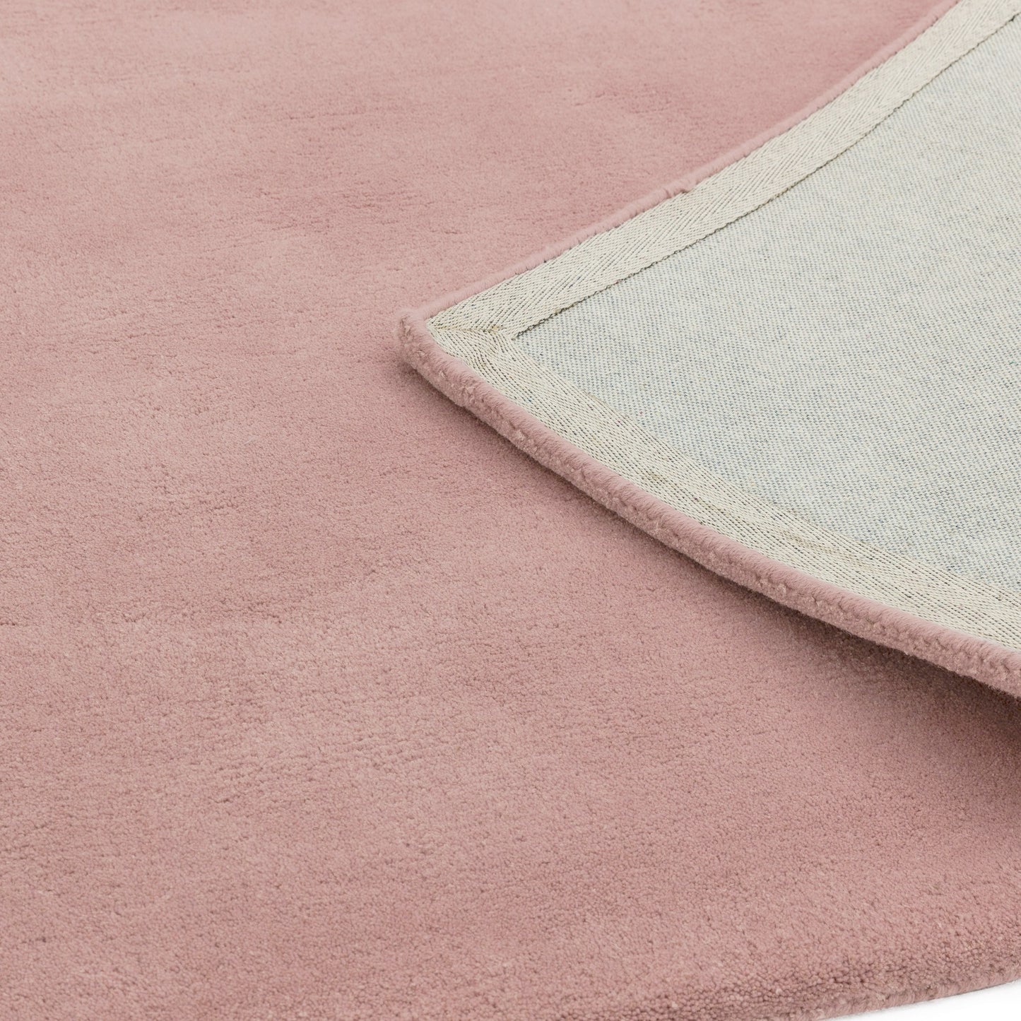 Aran Plain Wool Rugs in Rose Pink