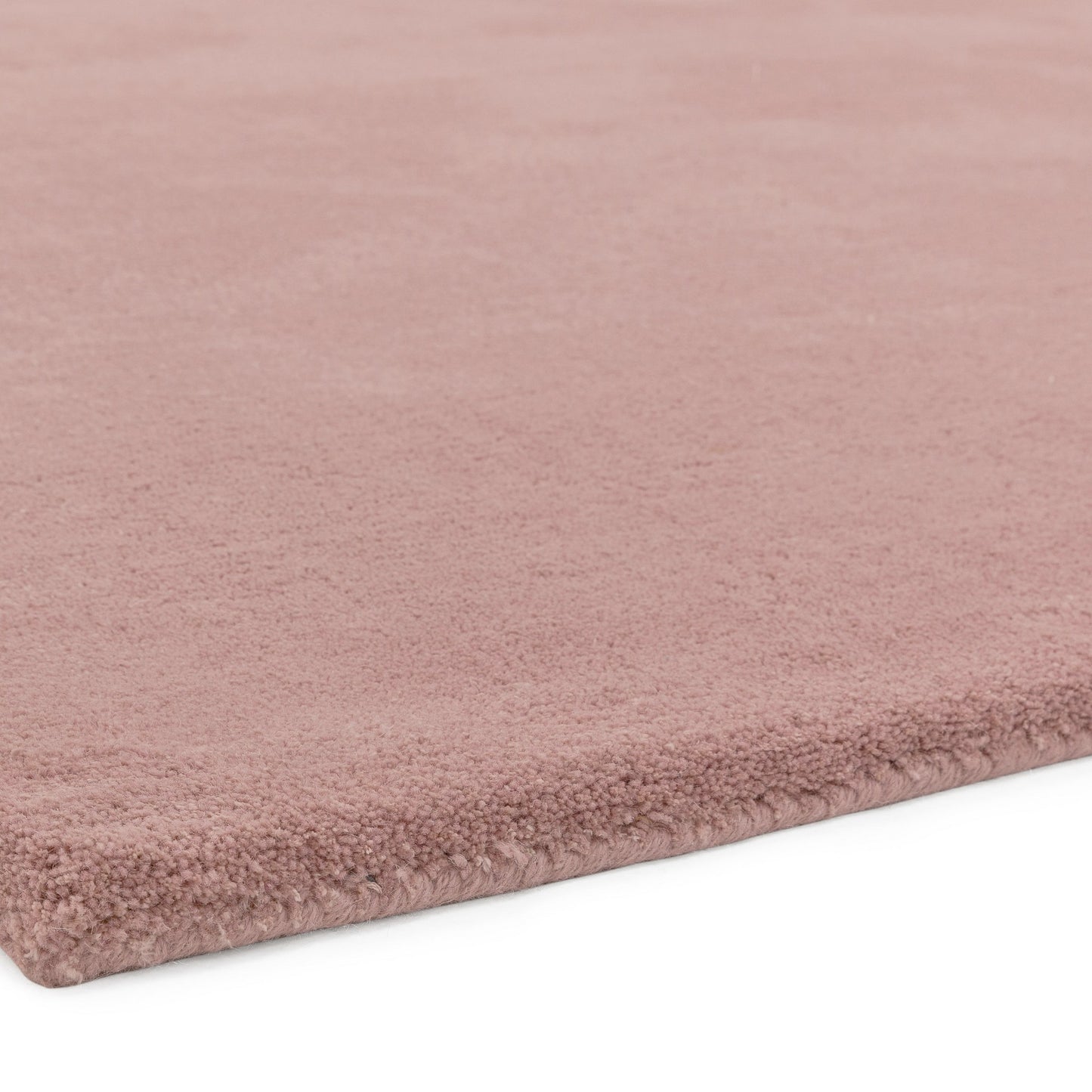 Aran Plain Wool Rugs in Rose Pink