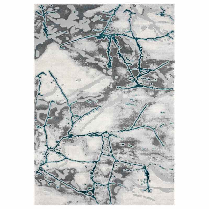 Bianco 185KB Marble Abstract Rug in Cream Blue