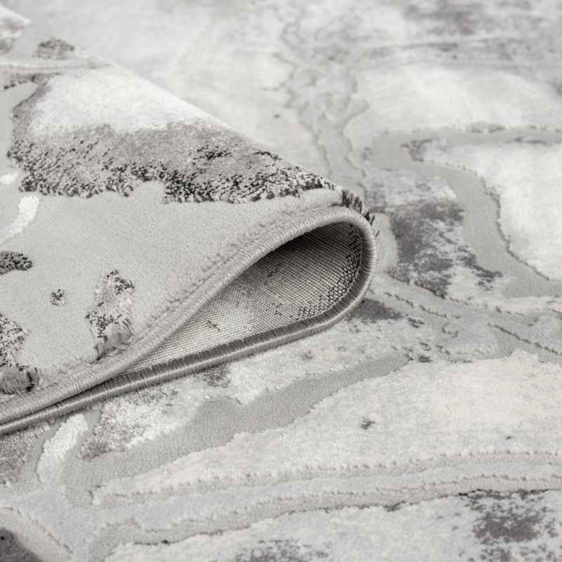 Bianco 185KB Marble Abstract Runner Rug in Grey