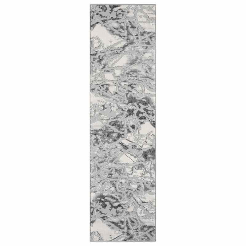 Bianco 185KB Marble Abstract Runner Rug in Grey