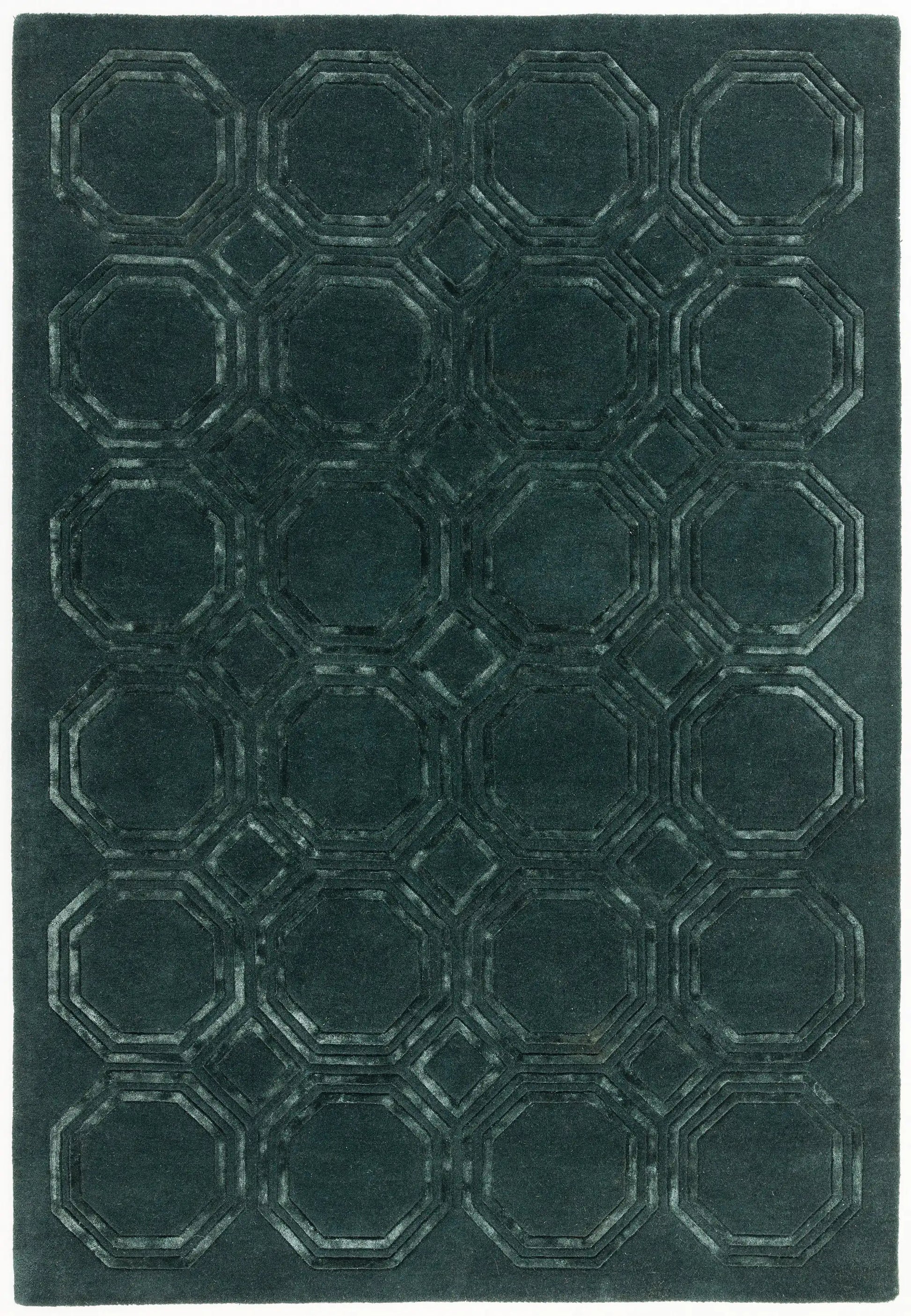 Asiatic nexus octagon petrol Green Living Room Wool Rug.