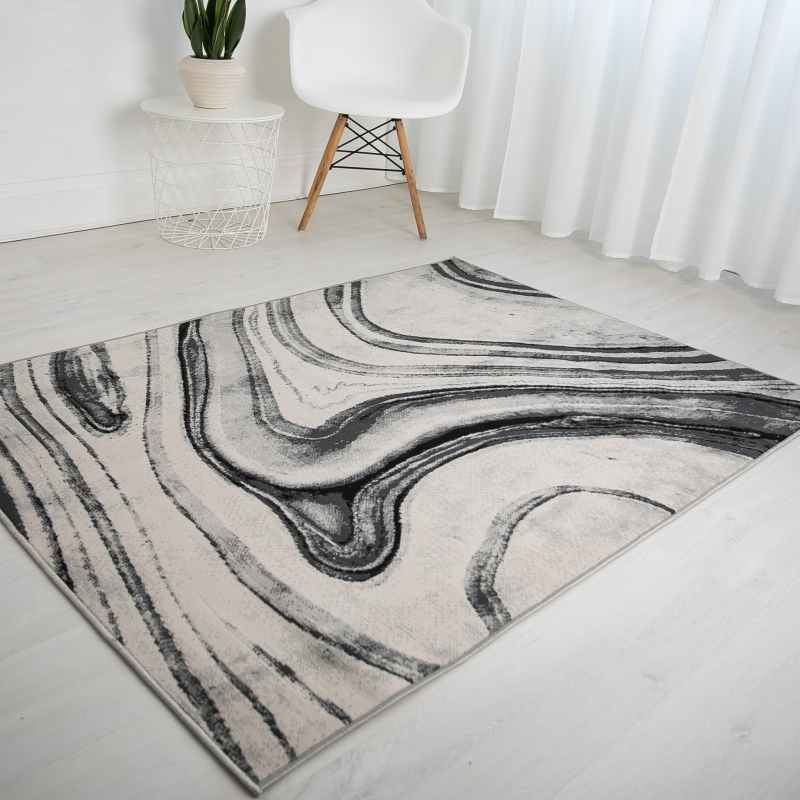 Balletto 18BA Modern Marble Rugs in Anthra Grey