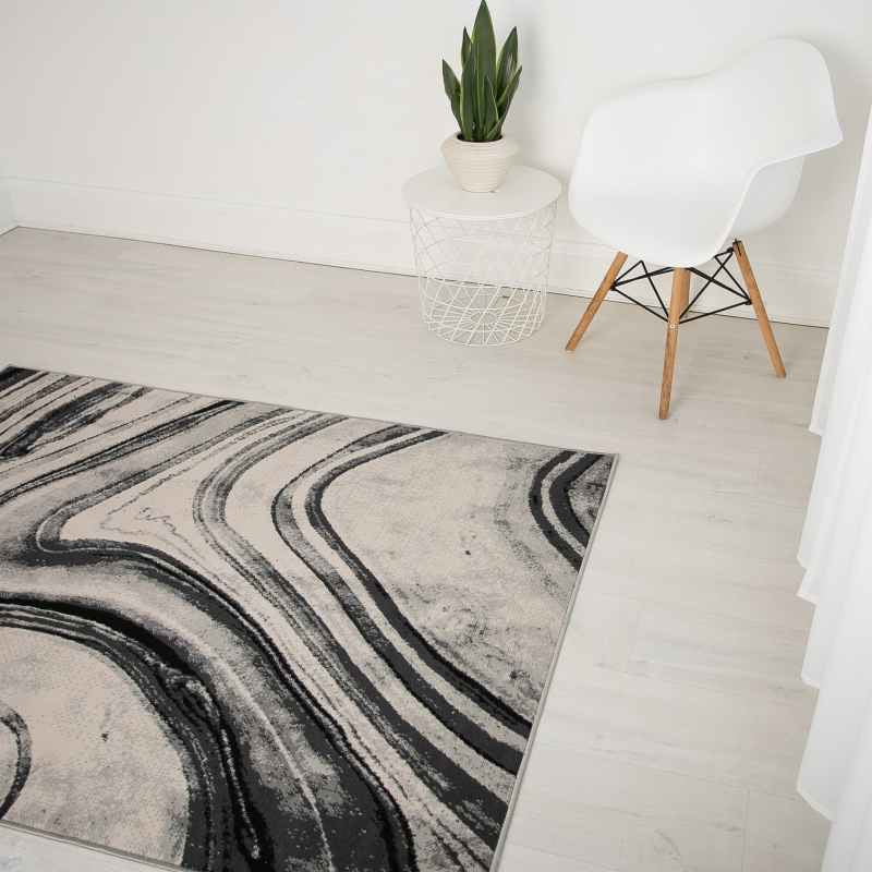 Balletto 18BA Modern Marble Rugs in Anthra Grey