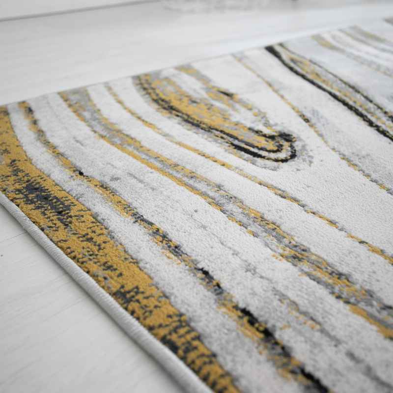 Balletto 18BA Modern Marble Rugs in Anthra Ochre Yellow