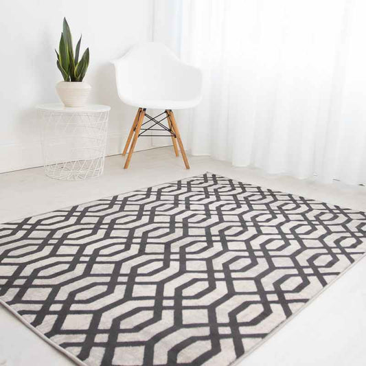Balletto 18FA Modern Trellis Rugs in Beige Anthra