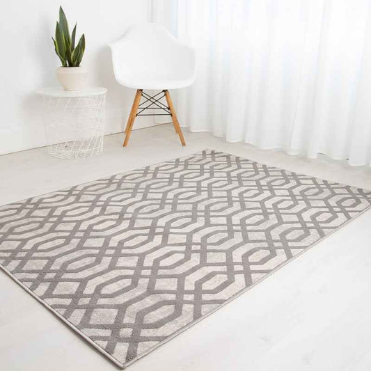 Balletto 18FA Modern Trellis Rugs in Beige Grey