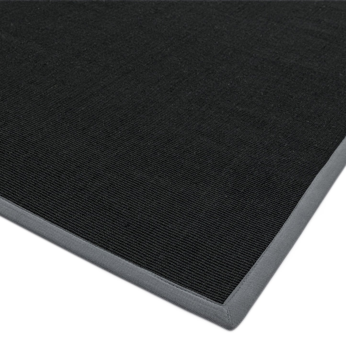 Sisal Plain Border Woven Rugs in Black Grey
