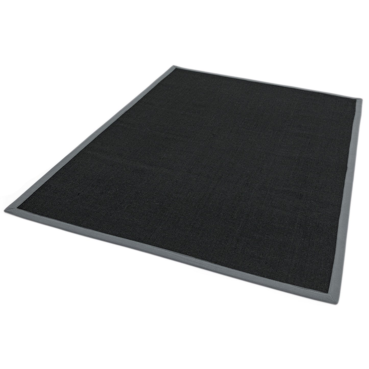 Sisal Plain Border Woven Rugs in Black Grey