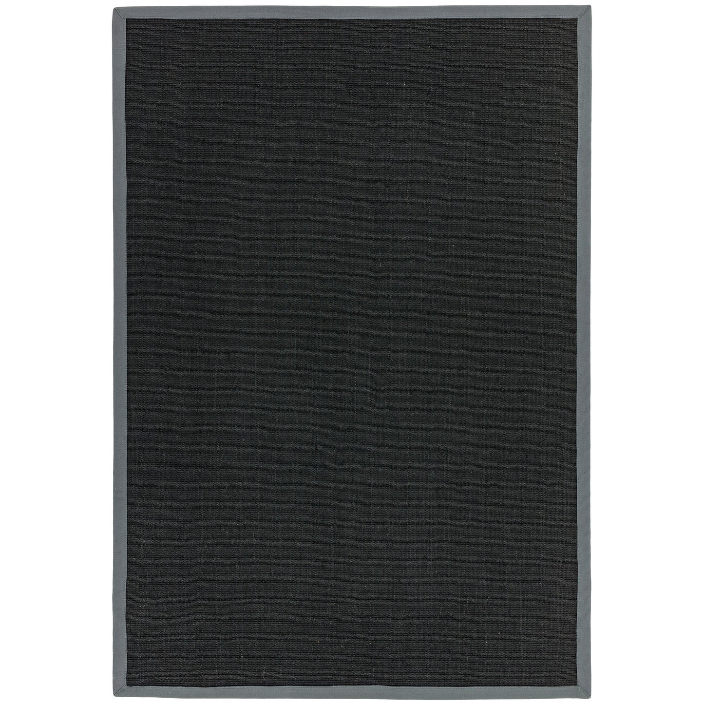 Sisal Plain Border Woven Rugs in Black Grey