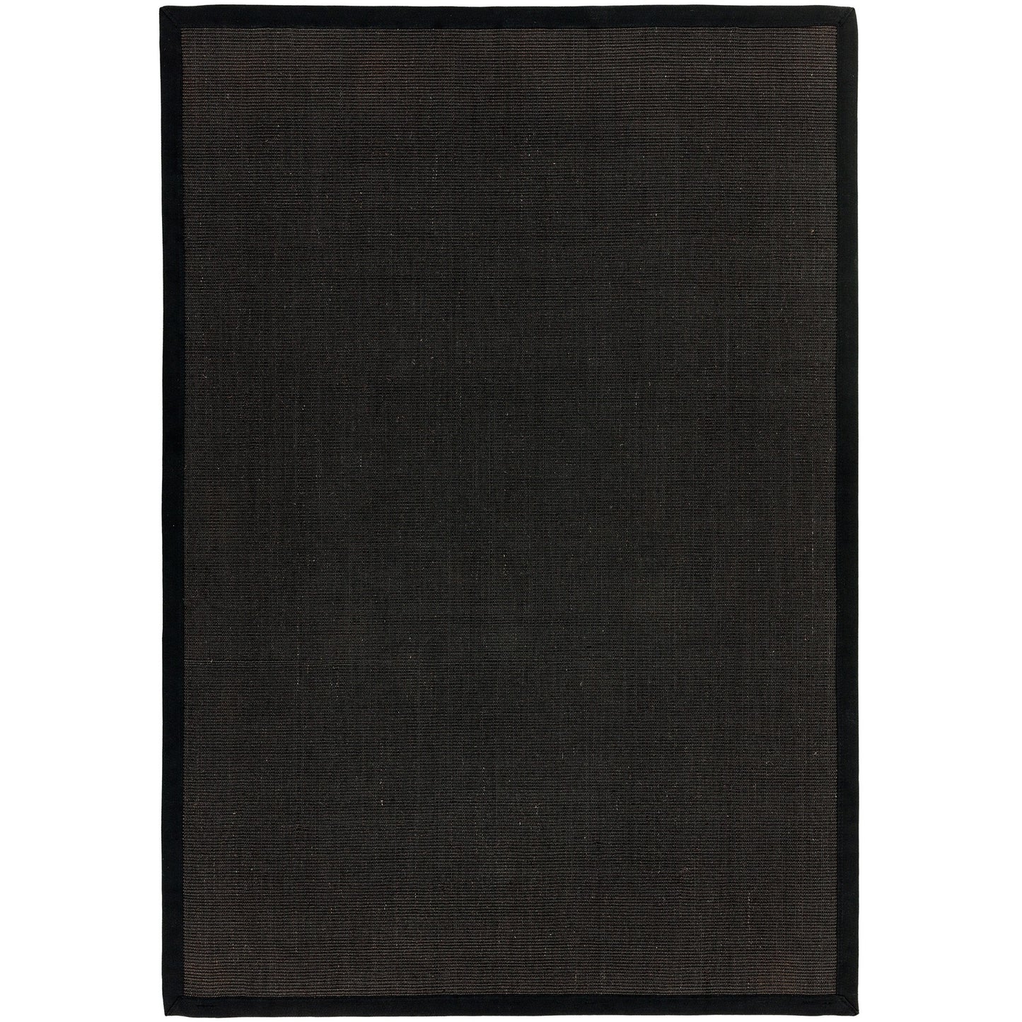 Sisal Plain Border Woven Rugs in Plain Black