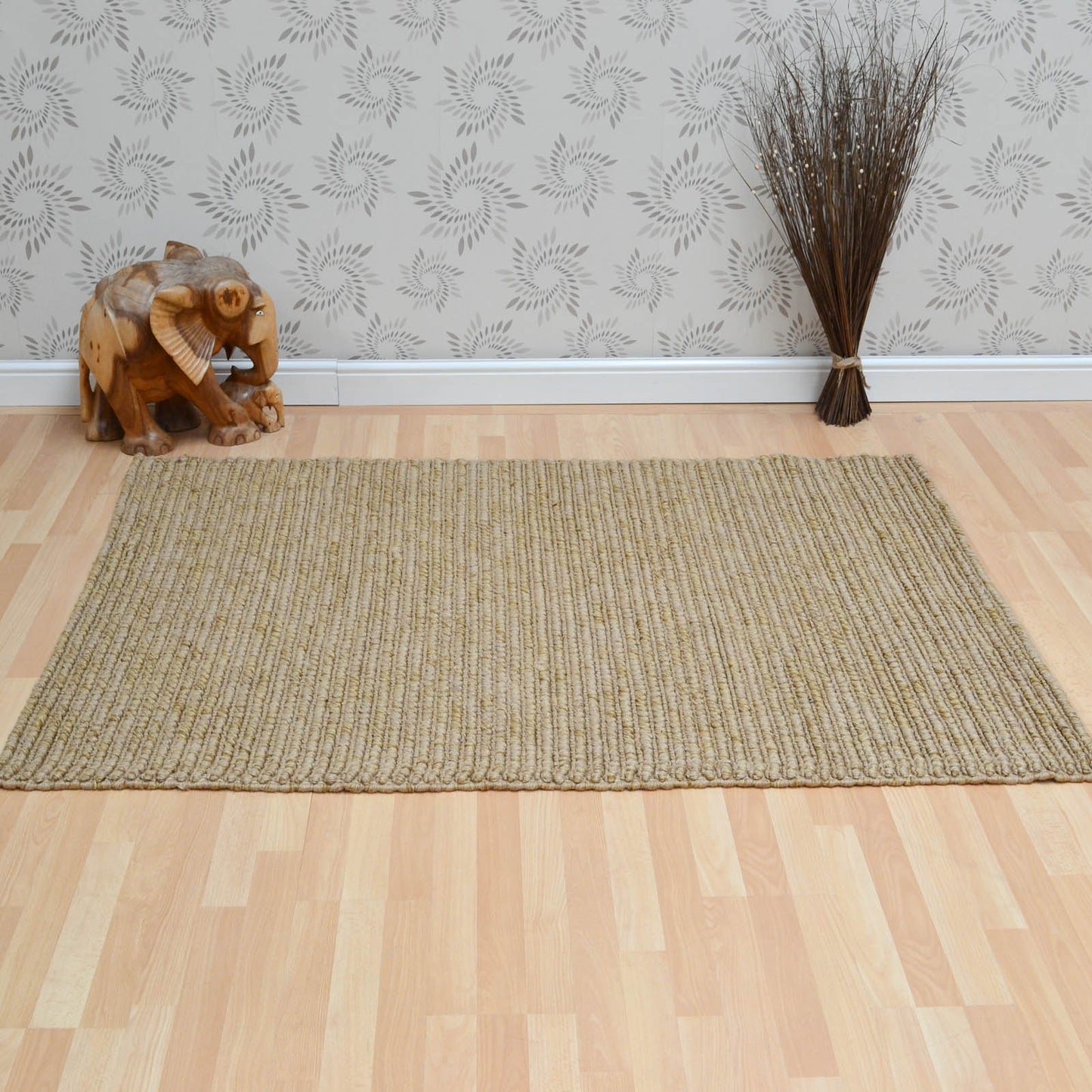 Natural Fibre Jute Loop Rugs in Natural