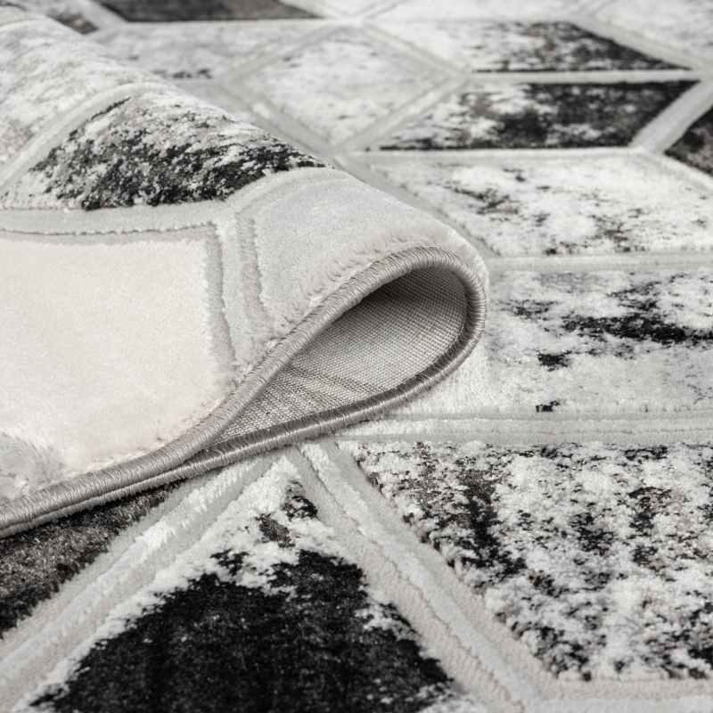 Bianco 207IA Abstract Geometric Runner Rug in Grey