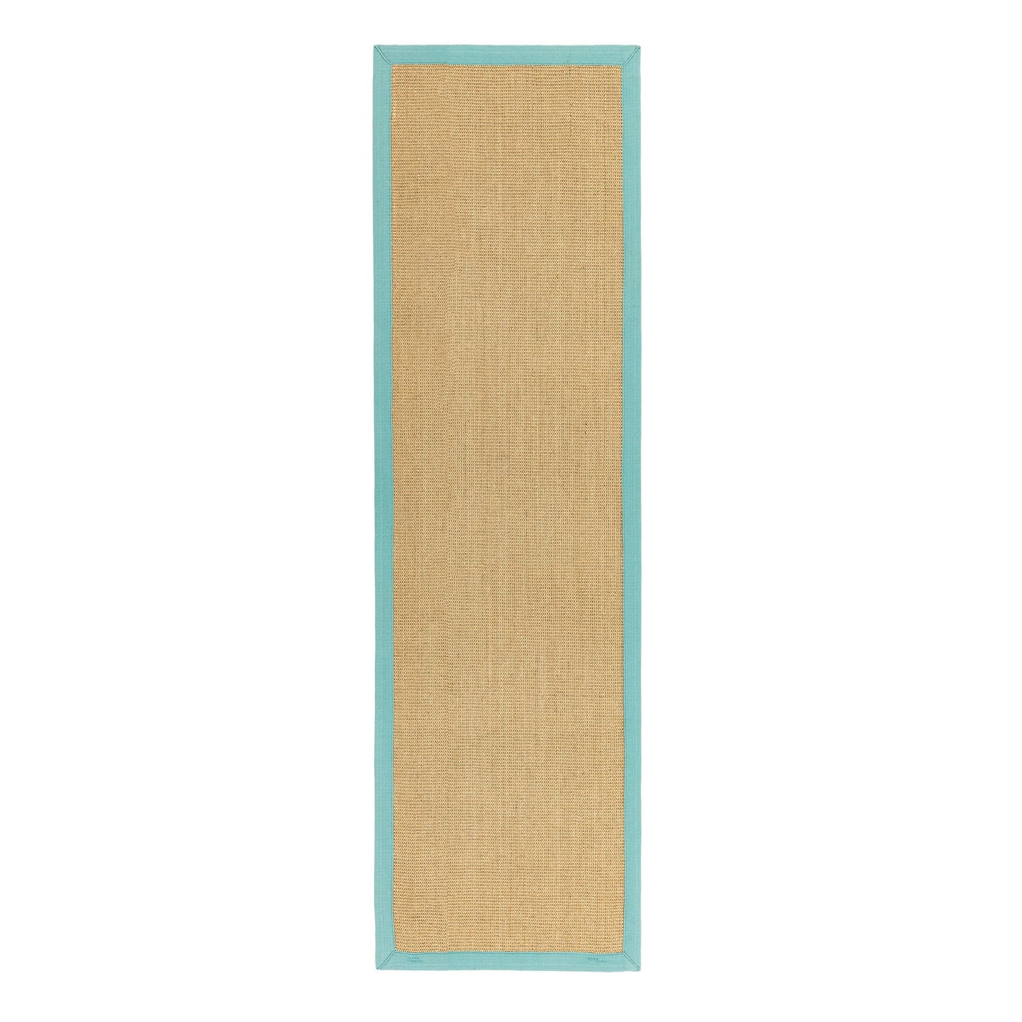 Sisal Hallway Runners in Linen with an Aqua Border