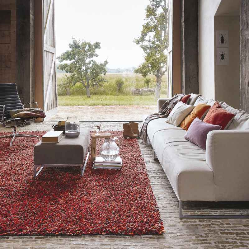 Brink and Campman Rocks Shaggy Wool Rugs 70503 Red