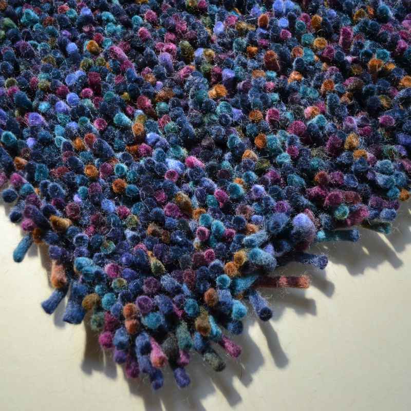 Brink and Campman Rocks Shaggy Wool Rugs 70508 in Blue and Multi-colours