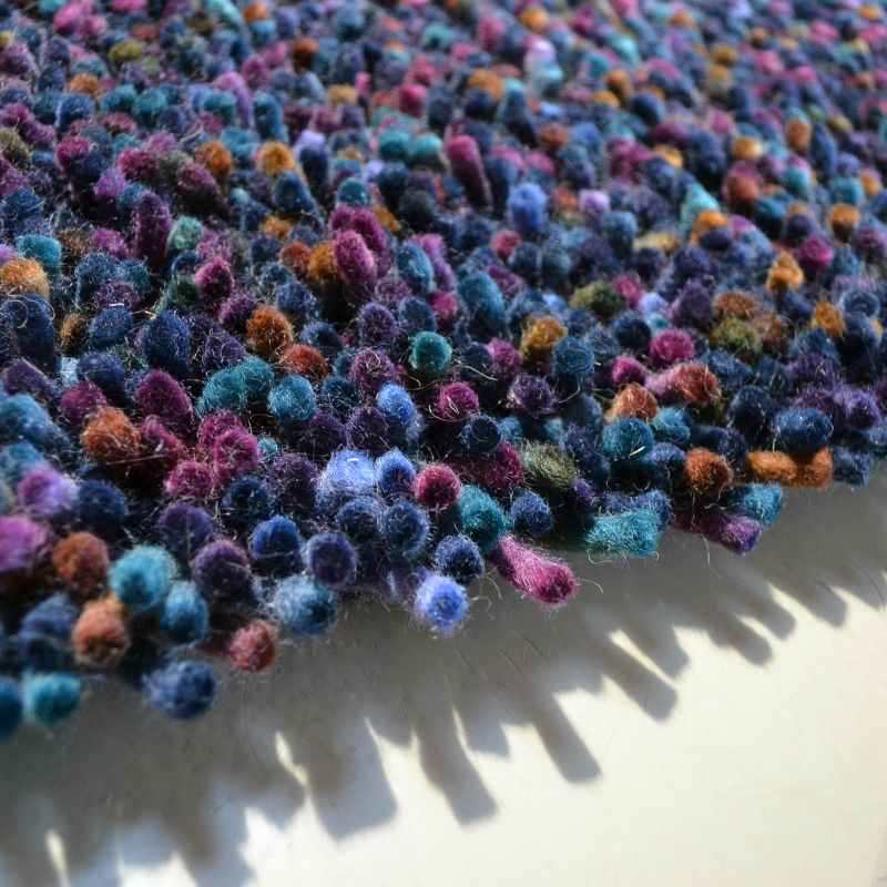 Brink and Campman Rocks Shaggy Wool Rugs 70508 in Blue and Multi-colours