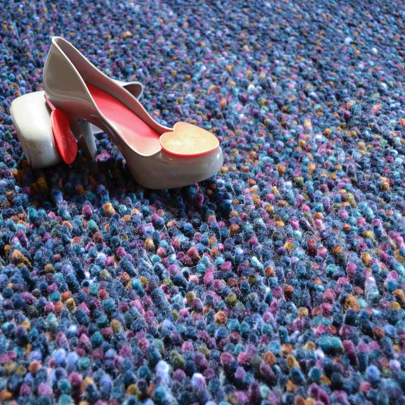Brink and Campman Rocks Shaggy Wool Rugs 70508 in Blue and Multi-colours