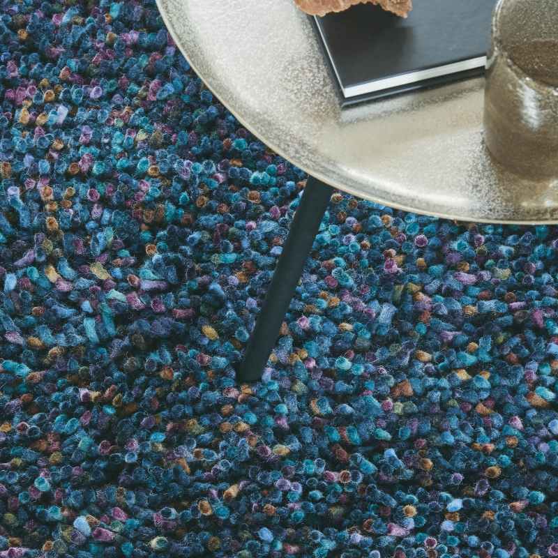 Brink and Campman Rocks Shaggy Wool Rugs 70508 in Blue and Multi-colours