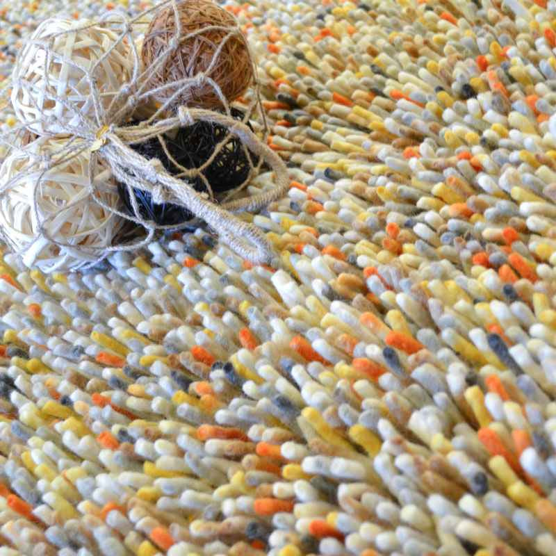 Brink and Campman Rocks Shaggy Wool Rugs 70513 Ivory Orange